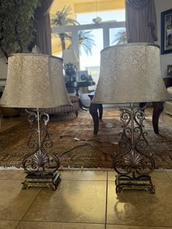 Pair Of Table Brass Lamps