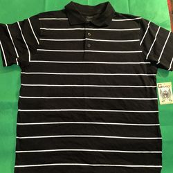 🚨New‼️ Galaxy Polo Shirt Mens L Black Striped Golf Short Sleeve Polo