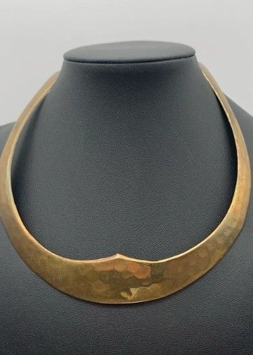 Vintage Hammered Brass Tone Torque Choker Collar Egyptian Necklace Boho