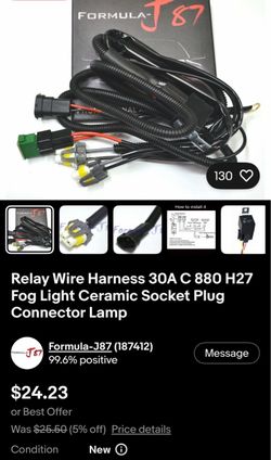 Formula-J87 Fog Light Relay Wire Harness