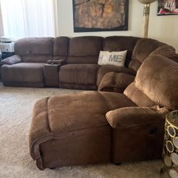 Large Brown Sectional Couch Sofa 