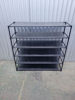 6-Tier Black Fabric Shoe Rack