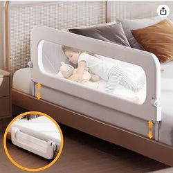 Bed Rail For Toddles,Height Adjustable Foldable Bed Rail Guard For Twin,Full,Queen,King Grey