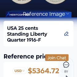 USA  25 Cent Standing Liberty Quarter 1916-F