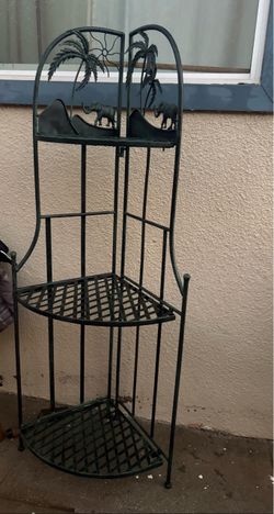 Green Metal Corner Shelf with Safari Design