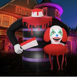 5Ft Halloween Inflatables Outdoor Decorations,The Joker Killer Halloween Inflatable Decorations with Built-in LEDs, Inflatable Outdoor Decorations for