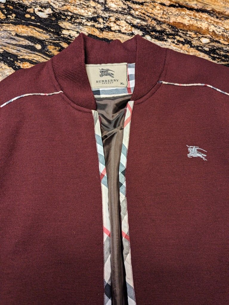 Burberry London Men's Full Zip Up Sweater Size XL In Excellent Condition