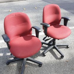 Office Desk Chairs Padded Fully Adjustable Brick Red/maroon Fabric In Good Condition Fully Adjustable