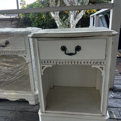 Pair Of White Cottage Core Nightstands