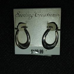 Sterling Silver Oval Hoop Earrings
