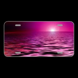 License Plate Novelty Car Front Lake Sea Water Abstract Pink