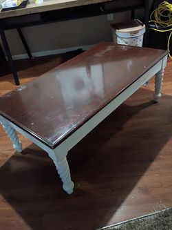 Wood Top Coffee Table with Turned Legs