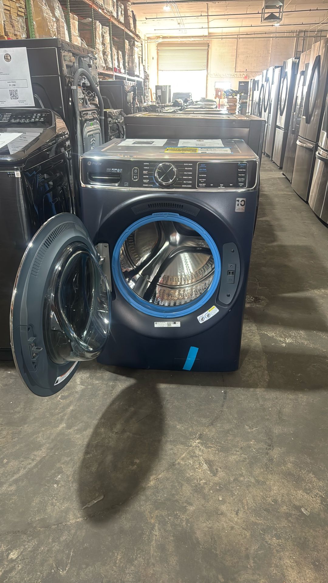 GE Profile 5.3 cu Ft Front Load Washer In Blue