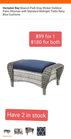 Beacon park grey wicker patio ottoman with cushions