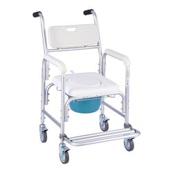 VEVOR Bedside Commode Chair With Wheels, 350 Lbs Capacity, 4-In-1 Portable Toilet And Raised Toilet Seat With Padded Seat/Backrest/Flip-Up Footrest, D