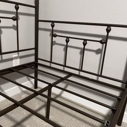 Twin Size Metal Platform Bed with Headboard,Heavy Duty Steel Slats Support