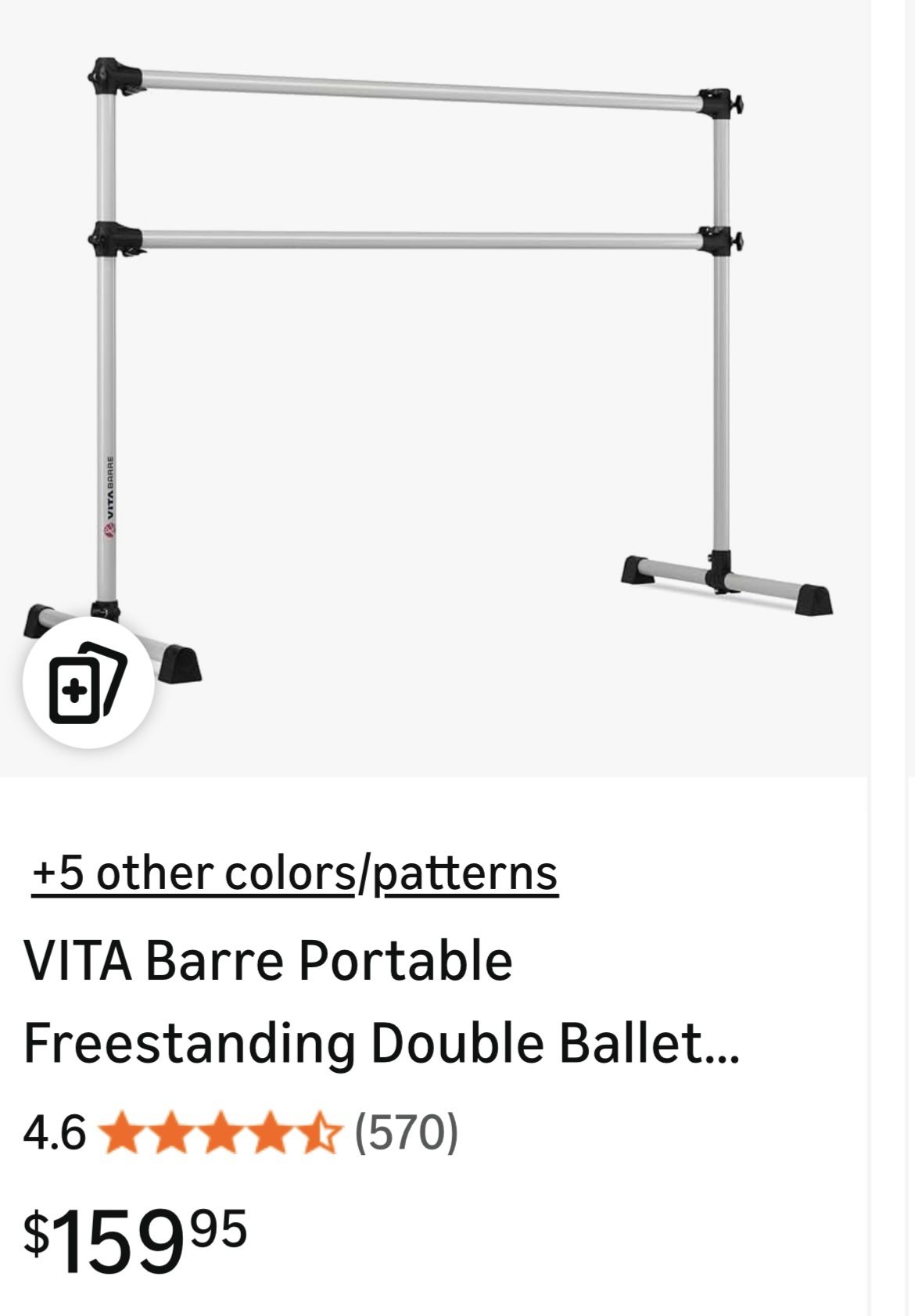 VITA Barre Portable Freestanding Double Ballet Barre