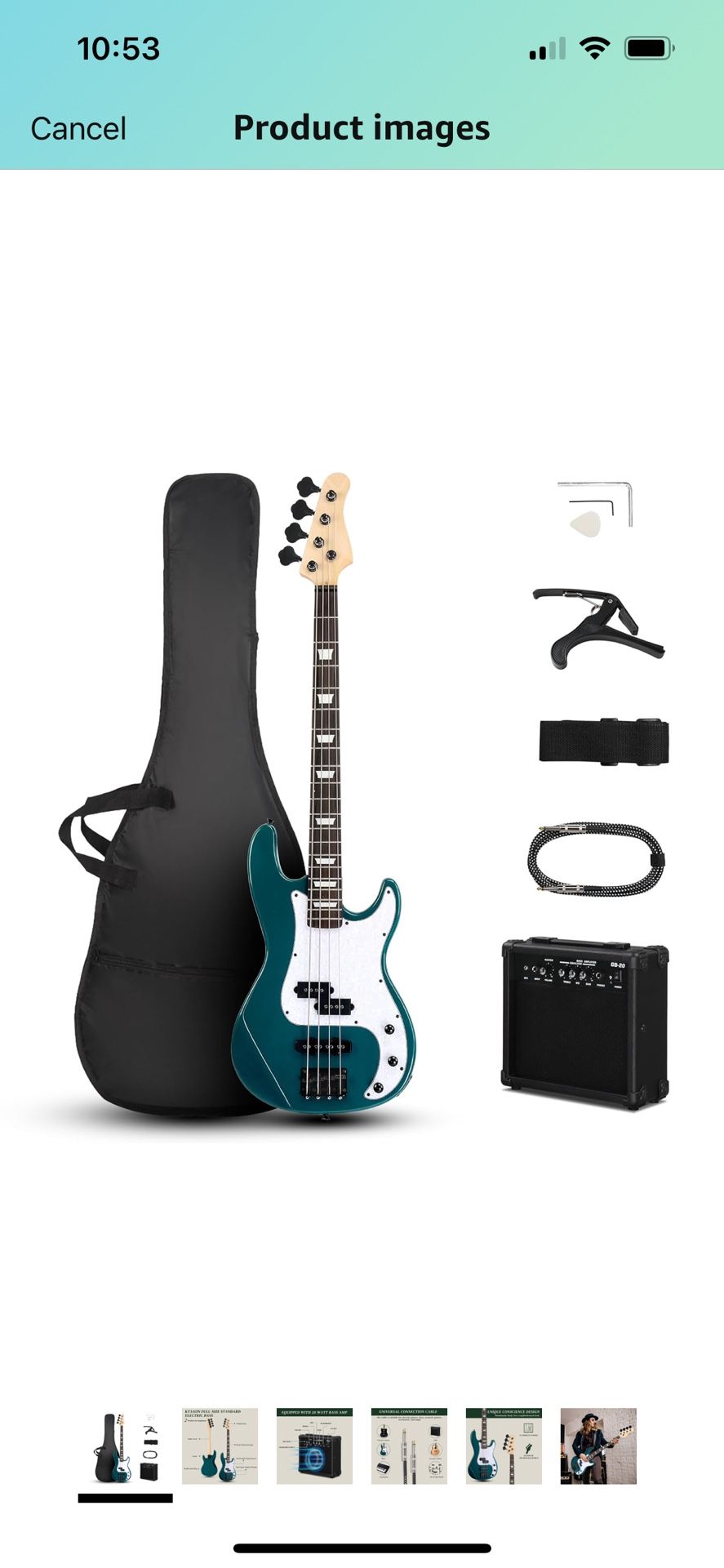 Ktaxon 4 String Electric Bass Guitar, PB-Style Full Size Standard Right Handed Beginner Kit with 20W AMP, Gig Bag, Strap, Upgrade Cable, Guitar Capo f