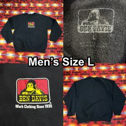 Ben Davis Black Graphic Gorilla Print Crewneck Pullover Sweater Men’s Sz Large