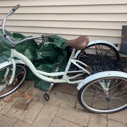 Schwinn Meridian Adult Tricycle Bike, 24 & 26-Inch 3 Wheels, Low Step-Through Frame, Large Cruiser Seat, Rear Folding Basket