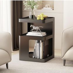 New Black Modern Nightstand Table 