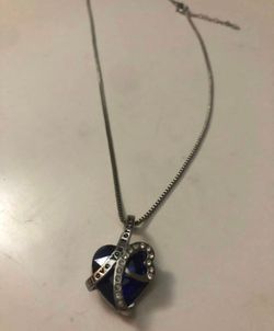 Royal Blue Heart Necklace, Says " I Love You More " 