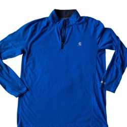 Carhartt Force Men’s Medium Quarter Zip Pullover Blue Long Sleeve Workwear Shirt