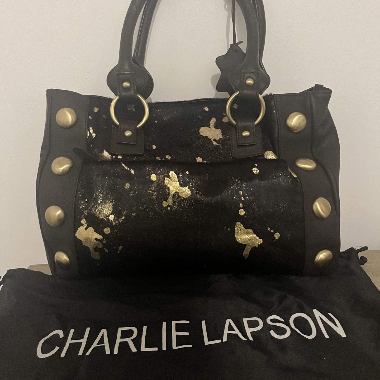 Charlie Lapson Faux Cow Fur Purse