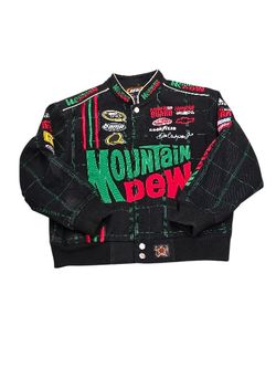 JR Nation Youth L 9/10 Mountain Dew AMP Dale Jr NASCAR Jacket Embroidered