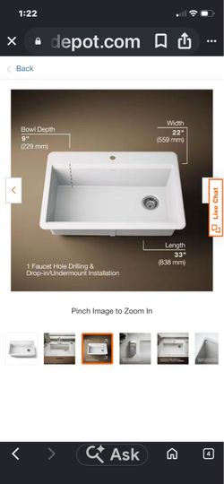 Single basin sink