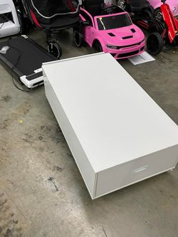 Modern Minimalist White Dual-Drawer Coffee Table with LED Lighting