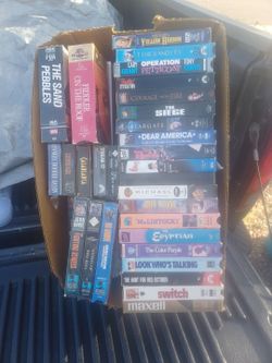 Box of VHS tapes