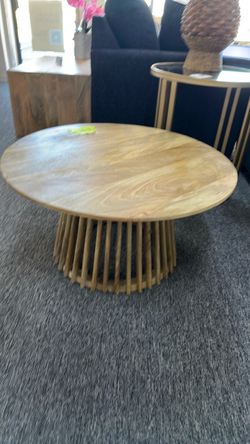 Circle light Brown wood modern coffee table