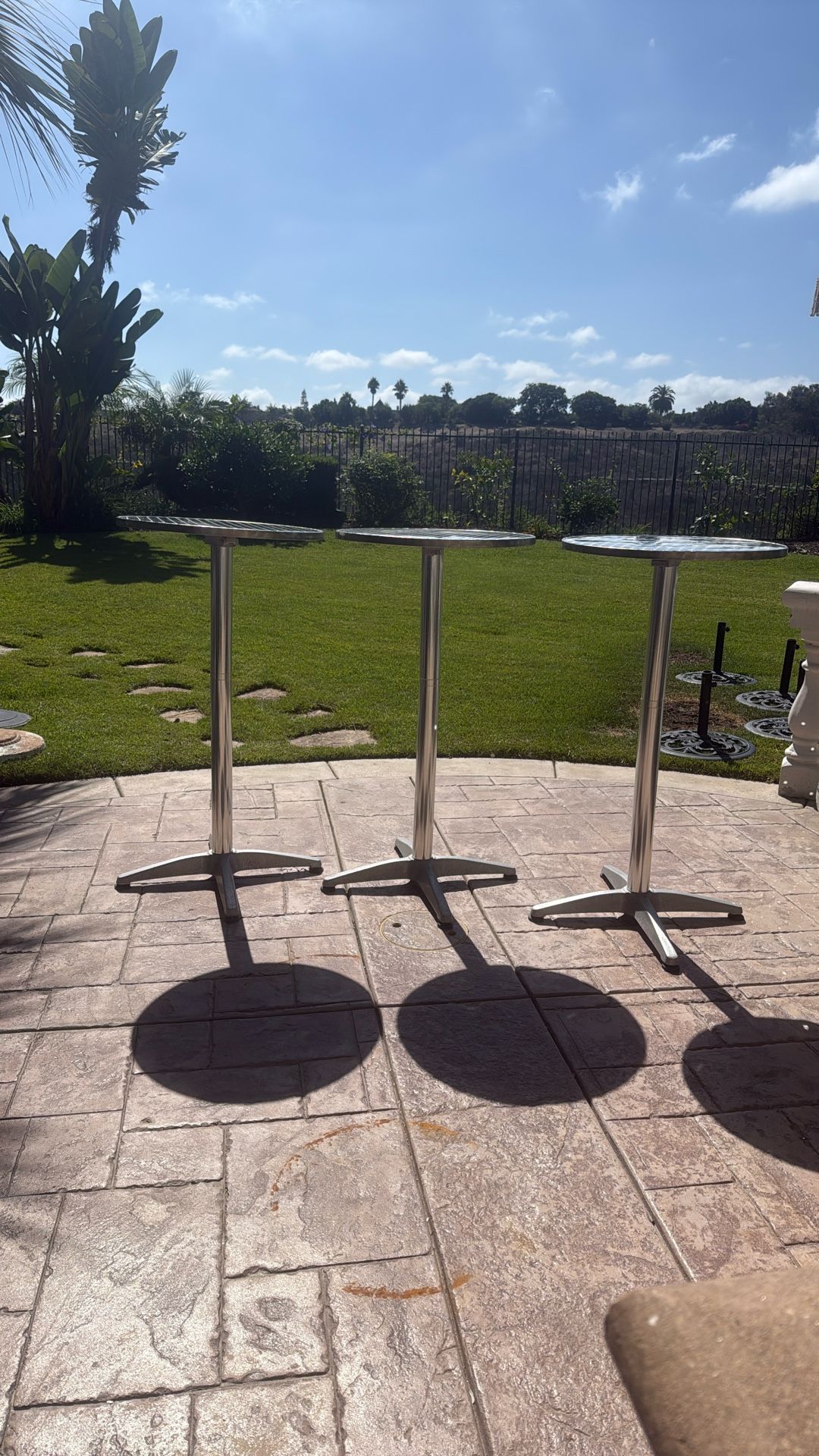 Set Of Three Metal High Top Bar Tables