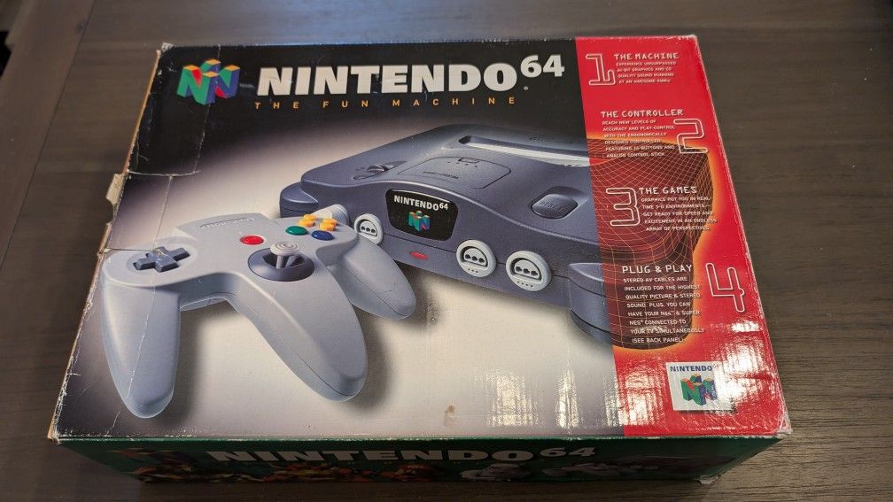 Nintendo 64 N64 System Console With ORIGINAL BOX! Super Mario 64 Game, Controller And Cables