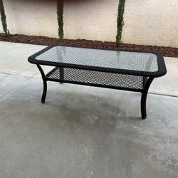 Glass Wicker Outdoor Table 