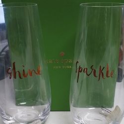 Kate Spade Lenox Oh What Fun Sparkle Shine Stemless Flutes Drinking Glasses