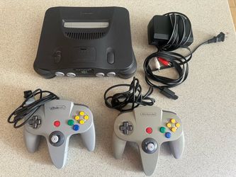 Nintendo 64 Console System and Two Controllers