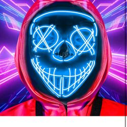 Halloween LED Purge Mask for Adults Scary Light Up Mask for Men Women Cosplay Costume Masquerade Parties Gift