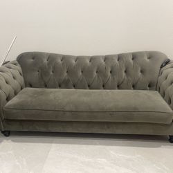 Two Beautiful Custom Sofas! Khaki Green Tufted Back, Excellent Condition !!!