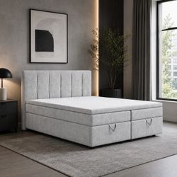 Eastern King Bed w/Storage mattress not included
