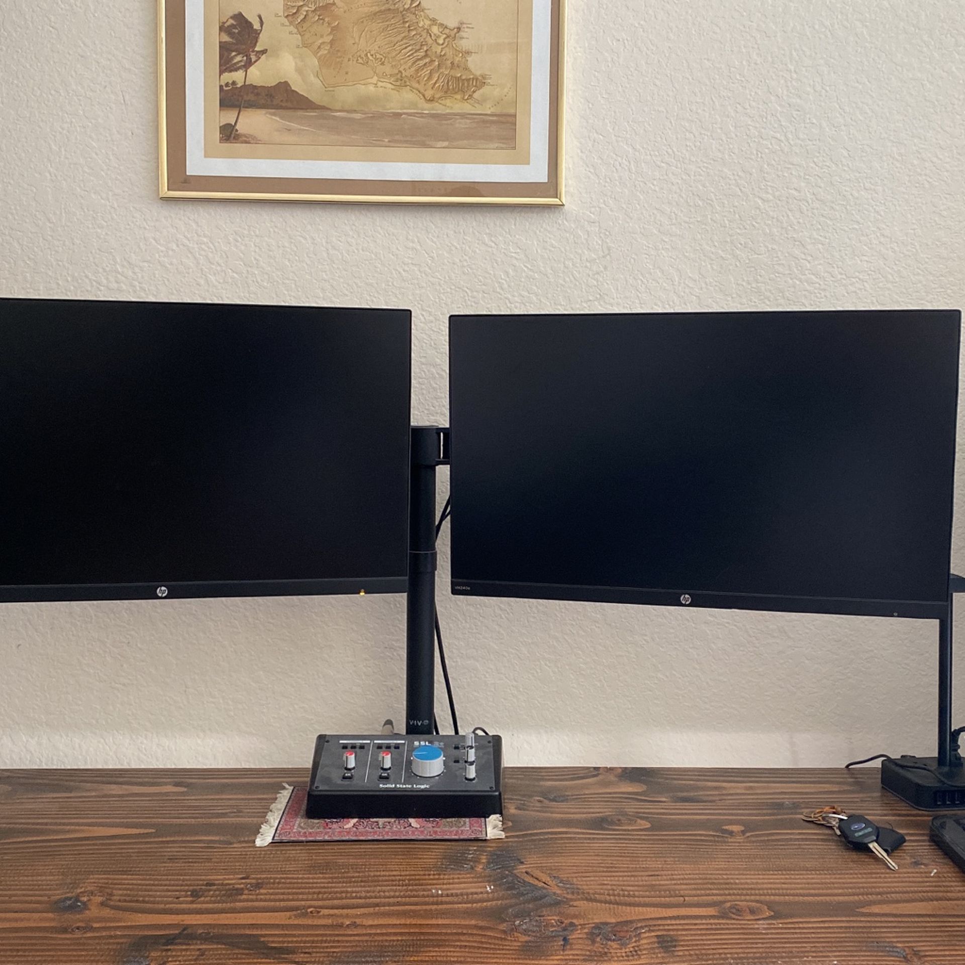2 x HP VH240a 23.8-Inch Full HD 1080p + Dual Monitor Stand