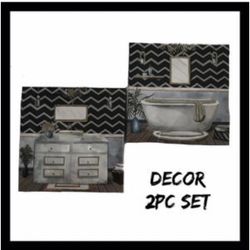 NIB Bath 2Pc Canvas Wall Art Set