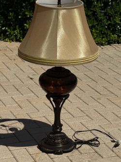 Ornate Table Lamp with Gold Shade