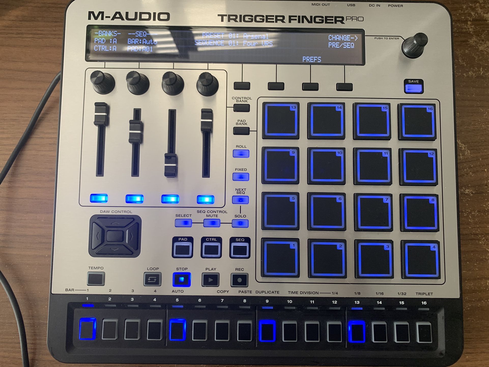 M-Audio Finger Trigger Pro, Beat makers, Pad Controller with Step Sequencer, USB Source, Like New