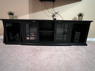 Large 80” Black Entertainment Center / TV Stand – Lots of Storage
