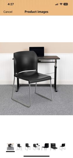 Flash Furniture Hercules Series Contoured Stacking Chairs for Waiting Rooms and Offices, Ergonomic Lobby Chairs with Curved Back, Set of 5, Black new 