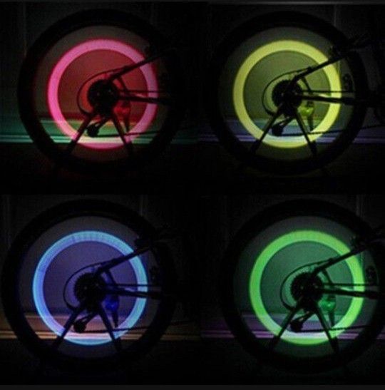 4 Green VALVE STEM CAPS Led Light Up Bicycle Car Truck SUV Auto