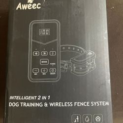 Aweec Wireless Dog Fence, 2-in-1 Electric Dog Fence & Training Collar Wit Remote