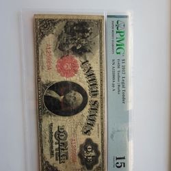 1917 One Dollar Bill Large Note Graded PMG 15